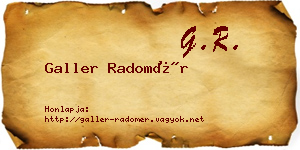 Galler Radomér névjegykártya